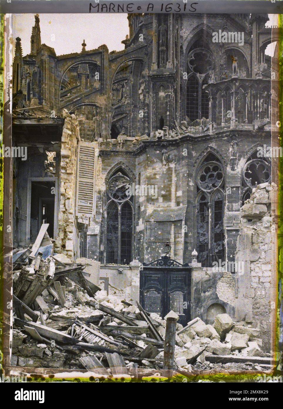 Reims , Marne , Champagne , France , 1919 - régions dévastées, Marne, Aisne - Paul Castelnau - (février -mars) Banque D'Images