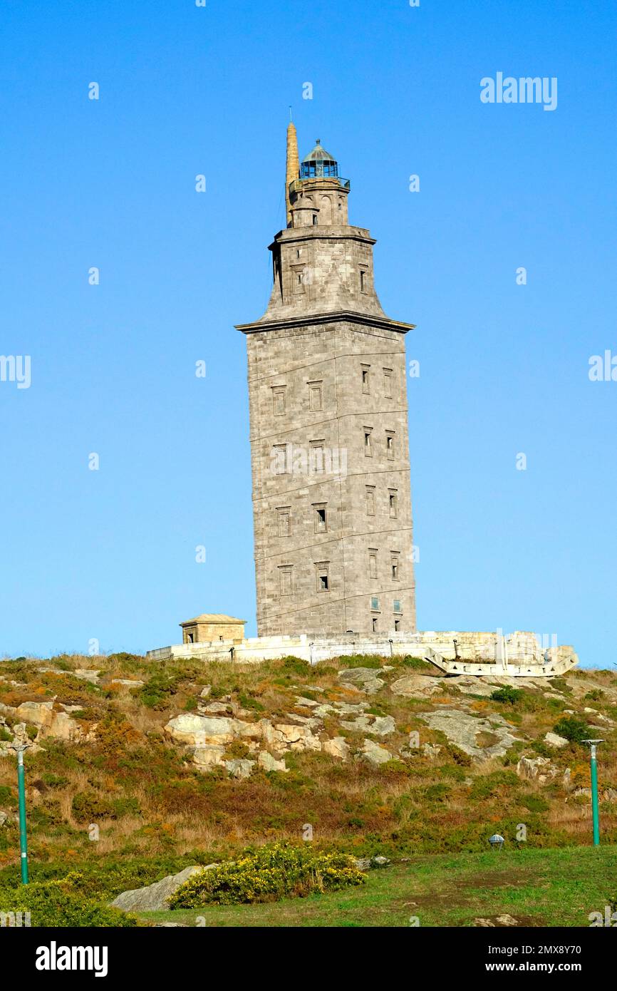 Tour d'Hercule, La Corogne est une ville et une municipalité de Galice, Espagne. La Corogne est la ville la plus peuplée de Galice et la deuxième plus peuplée Banque D'Images