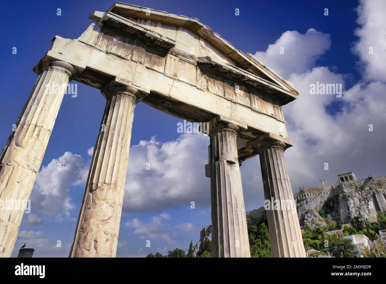 L'Agora romain est la deuxième Agora d'Athènes. Il a été construit par les Romains sous l'empereur Auguste, et plus tard agrandi par Hadrien Banque D'Images