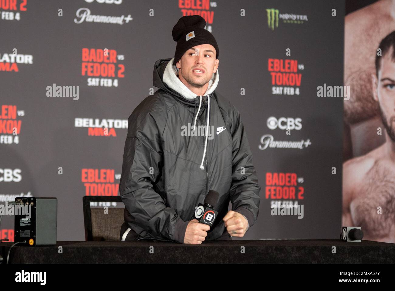 Los Angeles, Californie, États-Unis. 2nd févr. 2023. Los Angeles, Californie - 2 février: Brennan Ward s'adresse aux médias avant son combat au Bellator 290 Bader vs Fedor 2 au Forum on 4 février 2023 à Los Angeles, Californie, États-Unis. (Credit image: © Matt Davies/PX Imagens via ZUMA Press Wire) USAGE ÉDITORIAL SEULEMENT! Non destiné À un usage commercial ! Banque D'Images