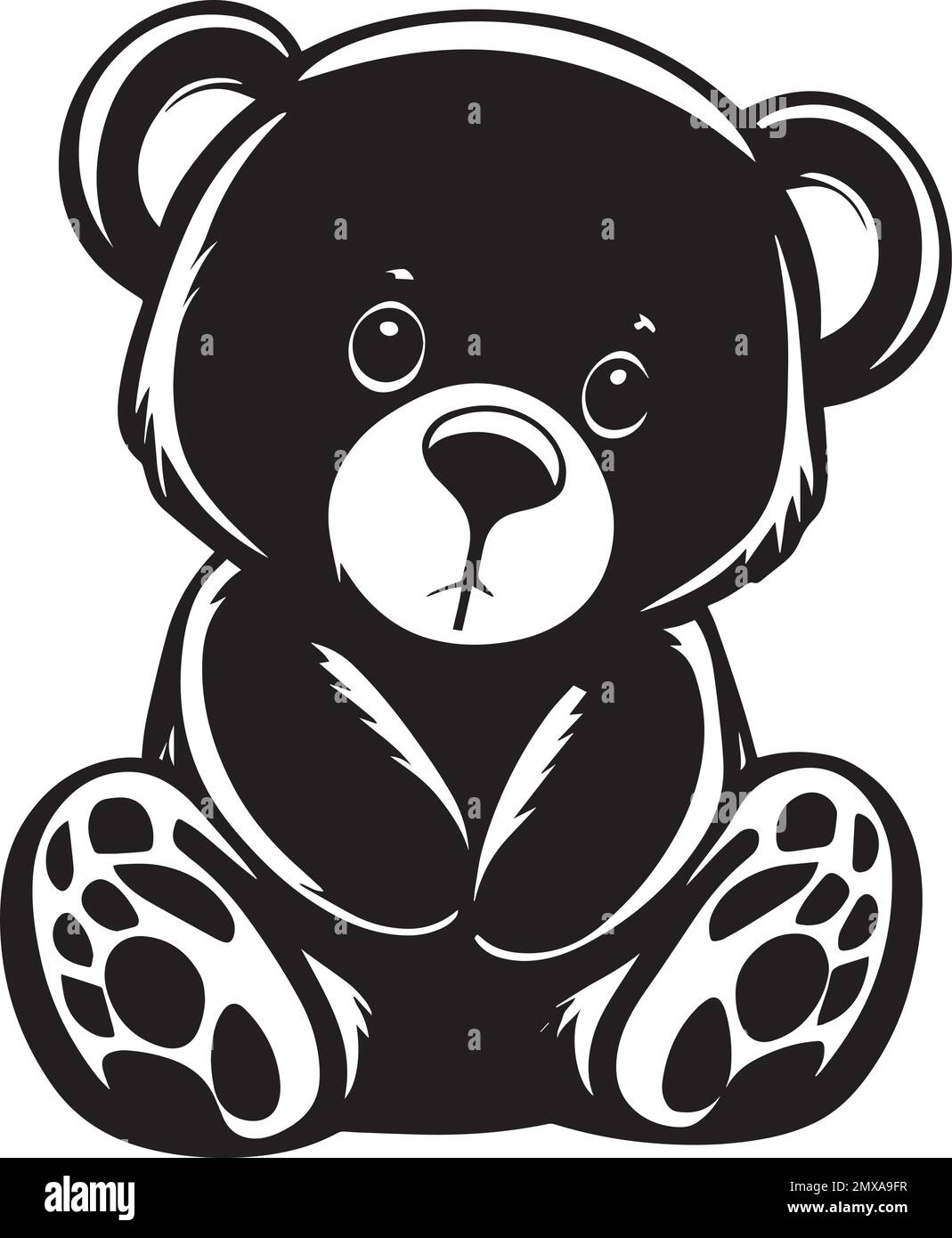 Joli logo monochrome en forme d'ours en peluche Illustration de Vecteur