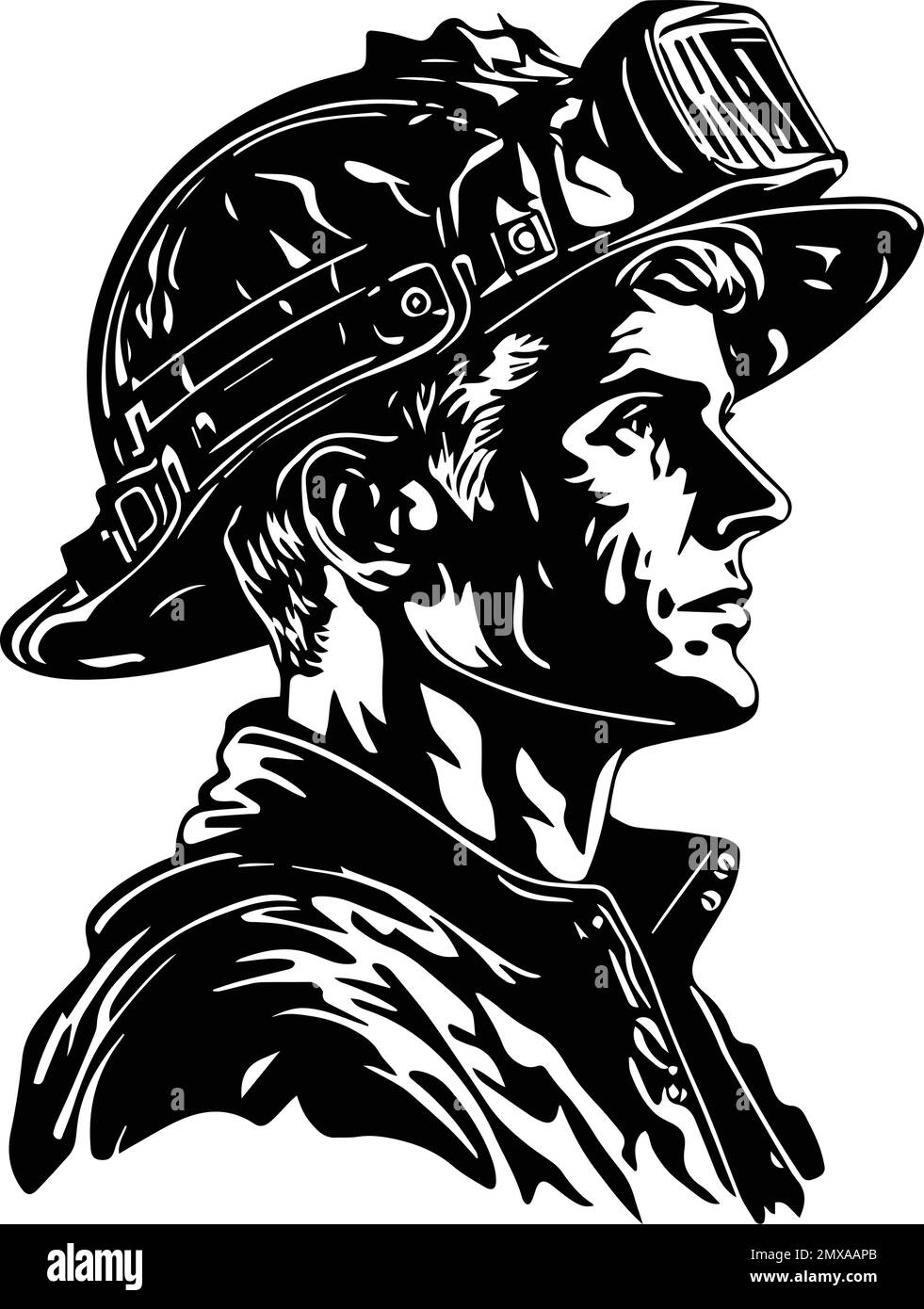 Logo Firefighter Monochrome Fireman Design Illustration de Vecteur