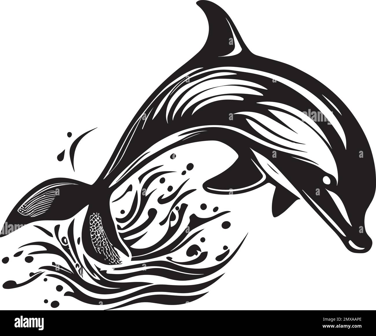 Logo Dolphin Jumping Black Color Illustration de Vecteur