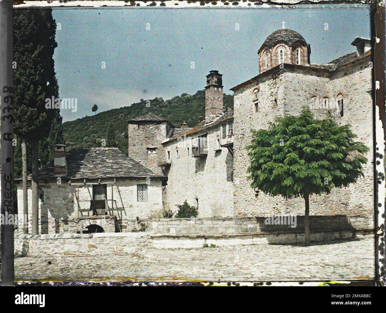 Le monastère d'Esphigmenou, Grèce , 1913 - Balkans, Grèce, Bulgarie - Stéphane Passet - (30 août -21 octobre) Banque D'Images