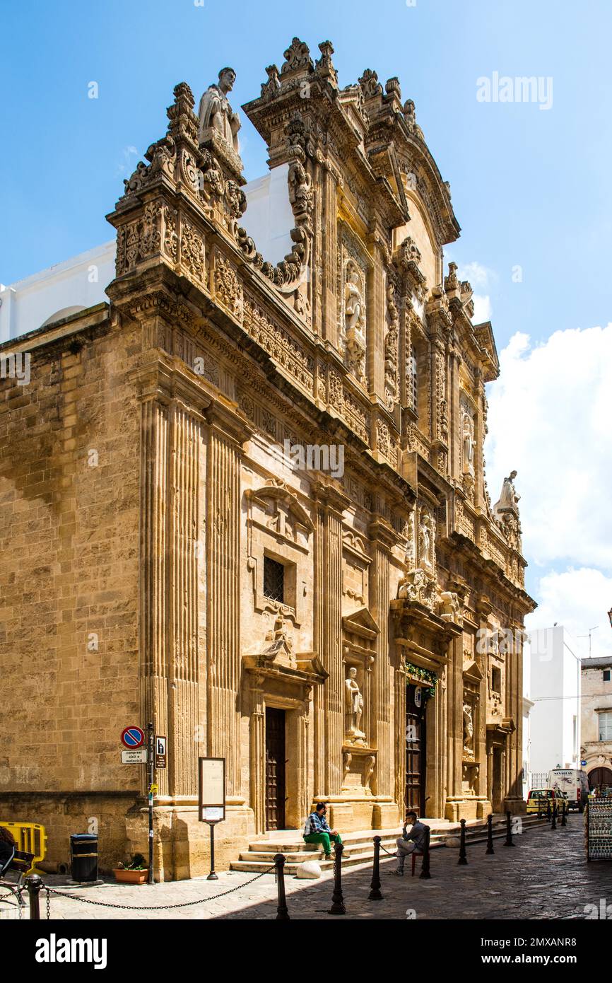Cattedrale di Sant'Agata avec magnifique façade baroque, Gallipoli, Apulia, Gallipoli, Apulia, Italie Banque D'Images