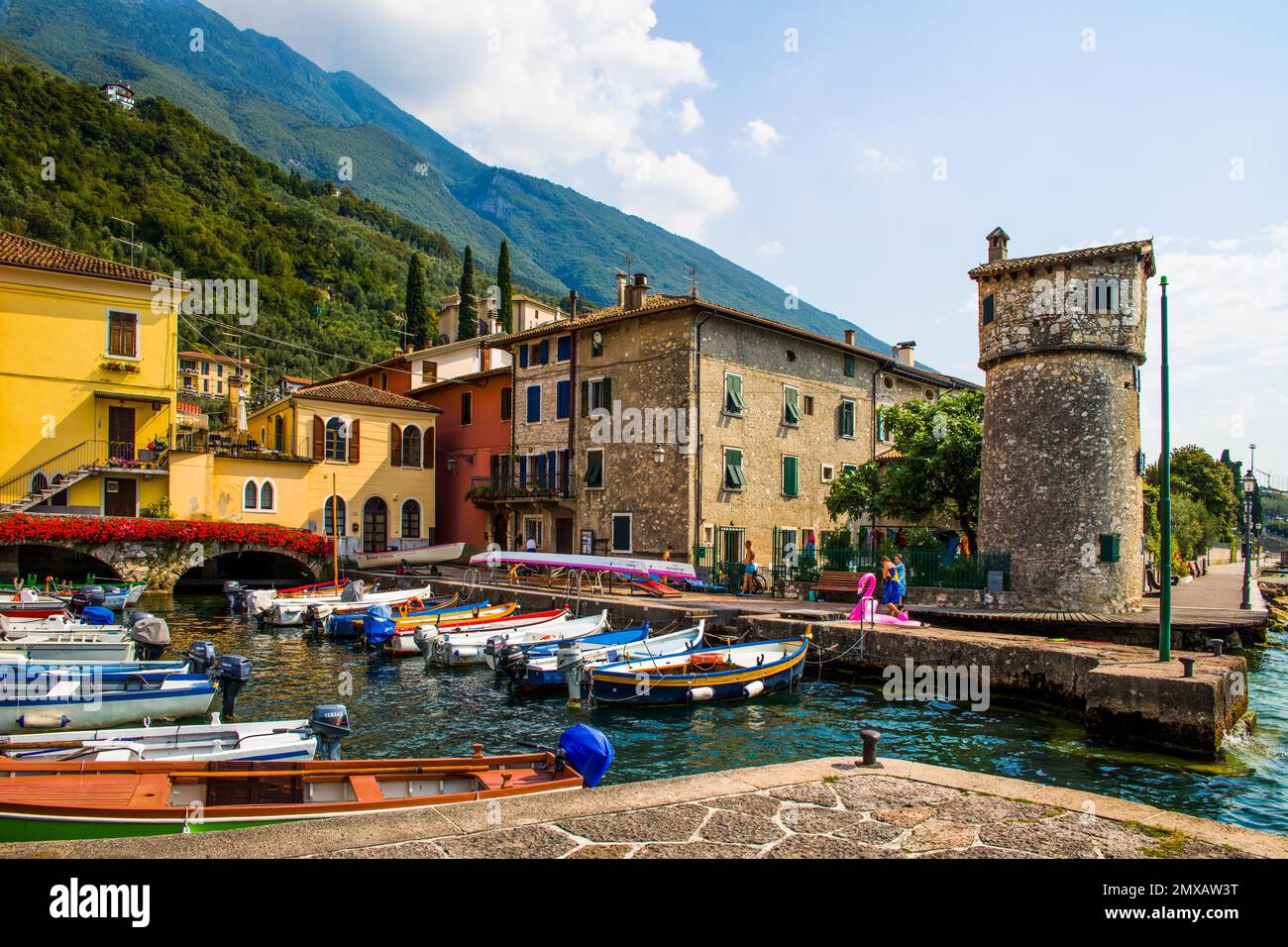 Port de Cassone di Malcesine, Lac de Garde, Italie, Cassone di Malcesine, Lac de Garde, Italie Banque D'Images