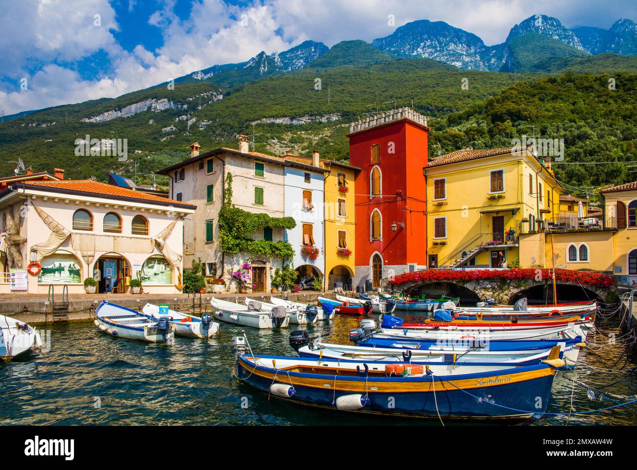 Port de Cassone di Malcesine, Lac de Garde, Italie, Cassone di Malcesine, Lac de Garde, Italie Banque D'Images