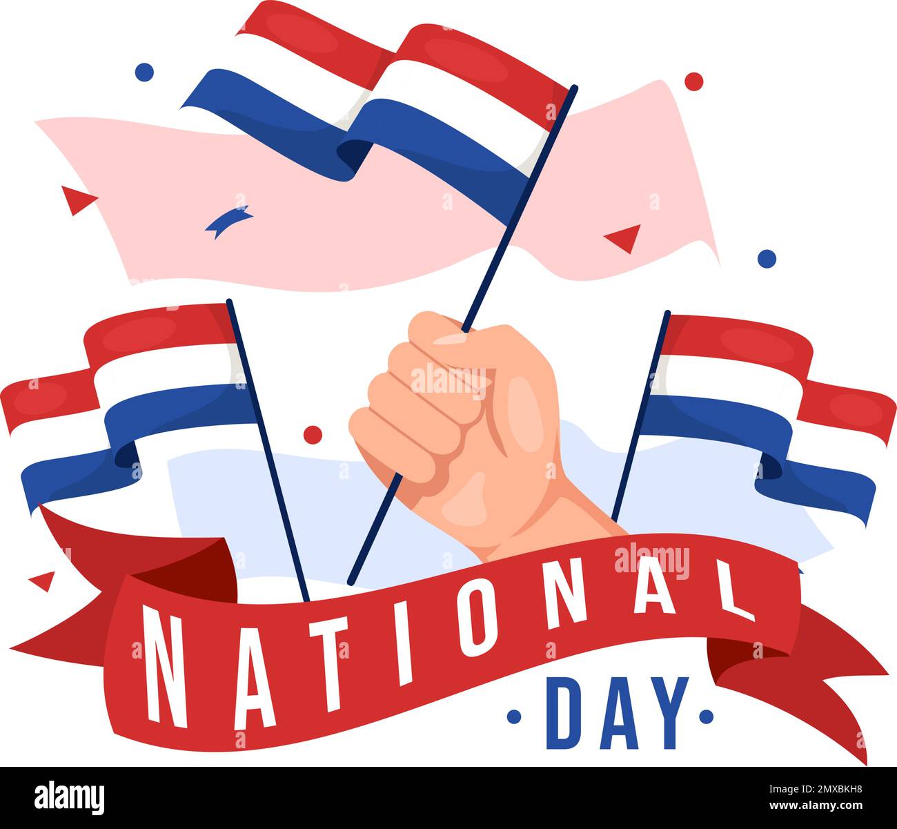 Bonne illustration de la Journée nationale des pays-Bas avec drapeau des pays-Bas pour bannière Web ou page d'arrivée dans des modèles dessinés à la main de dessin animé à plat de dessin animé Illustration de Vecteur