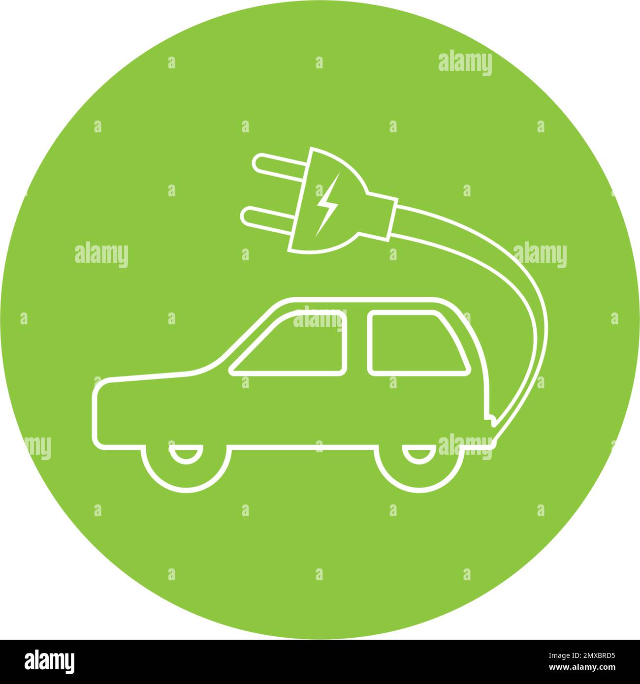 Icône de voiture électrique. Symbole de charge de la prise du câble électrique. Illustration vectorielle. Illustration de Vecteur