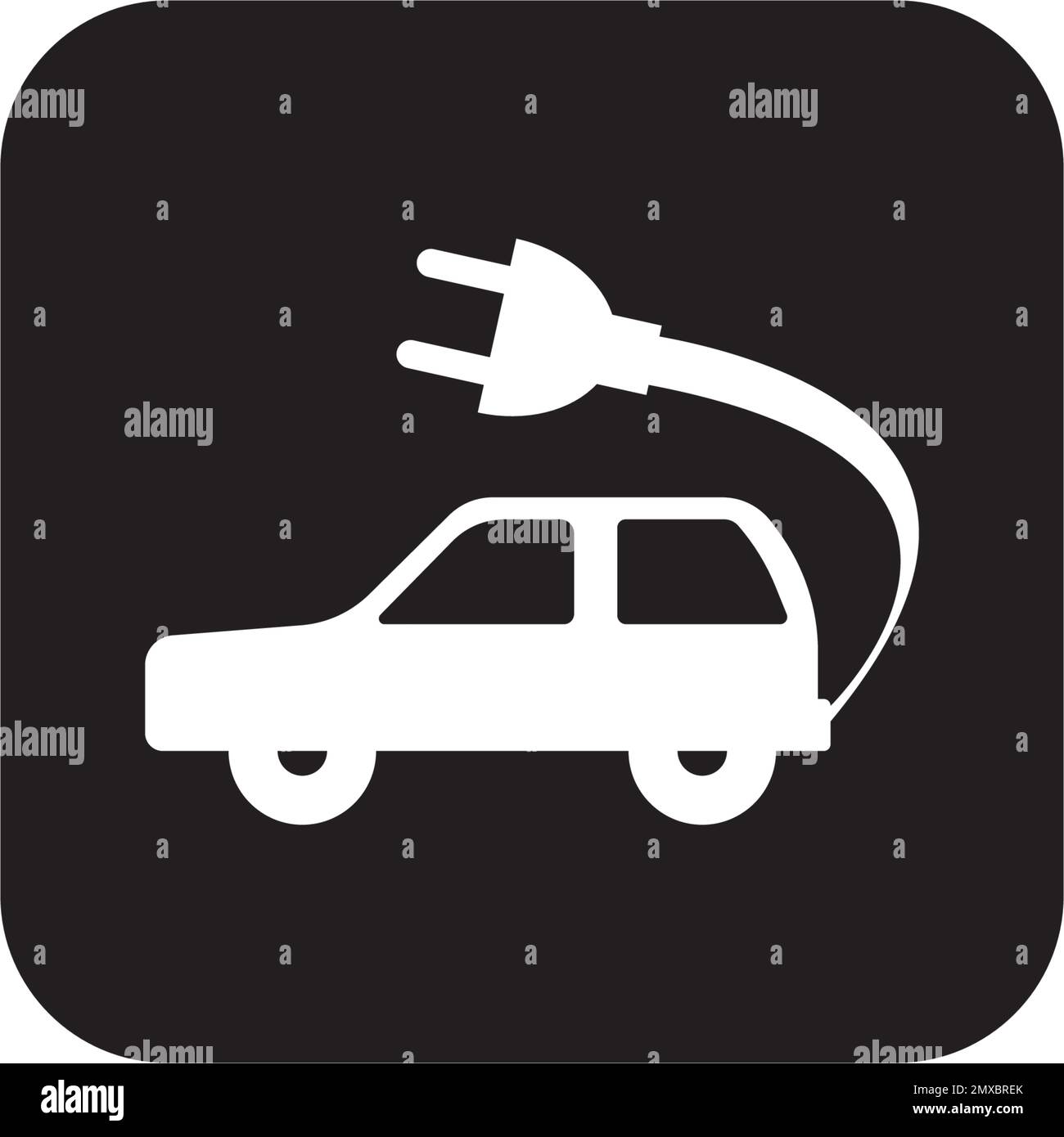 Icône de voiture électrique. Symbole de charge de la prise du câble électrique. Illustration vectorielle. Illustration de Vecteur