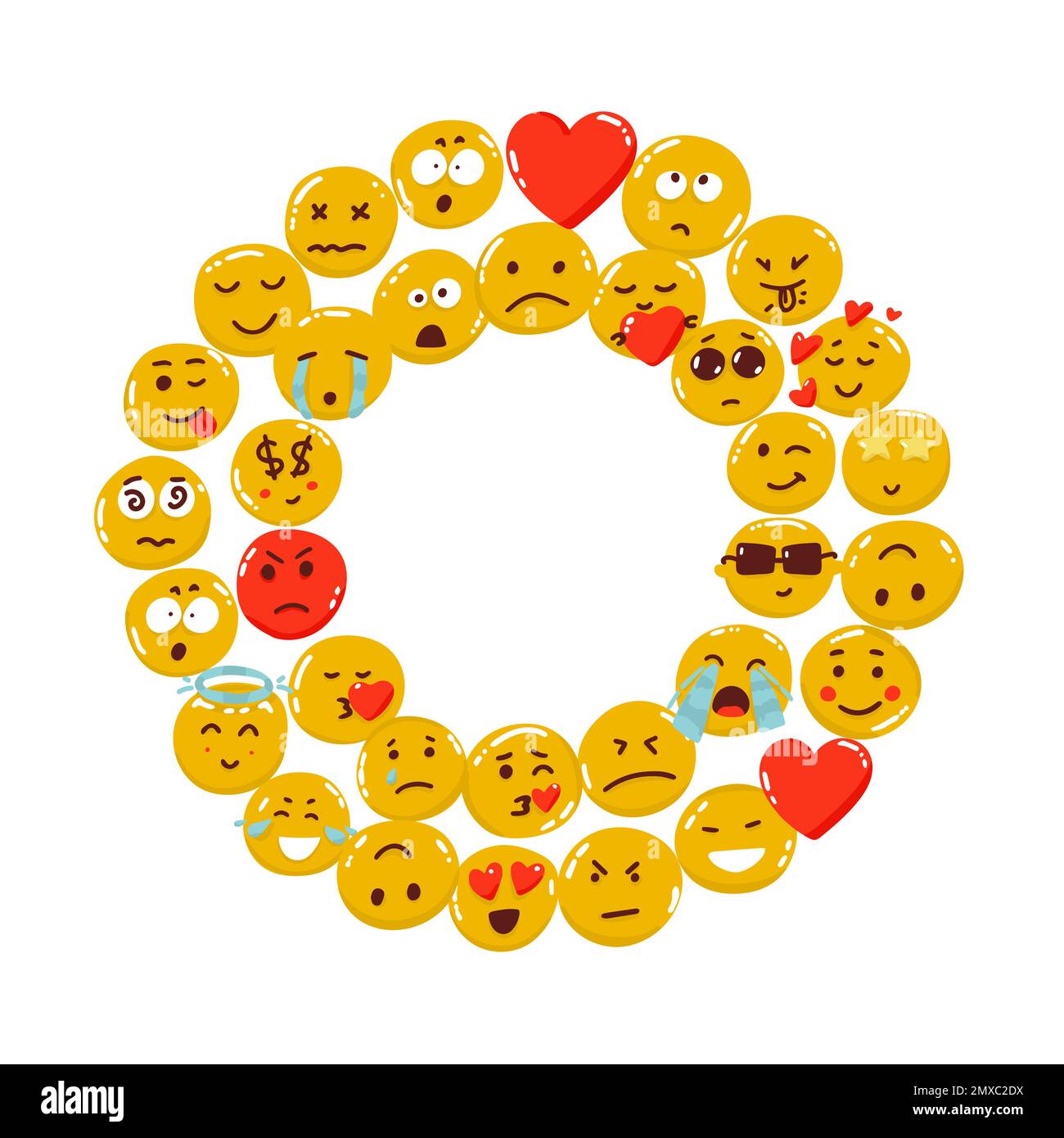 Cadre vectoriel avec un visage Happy Smiley jaune et un endroit pour votre texte, Illustration de Vecteur