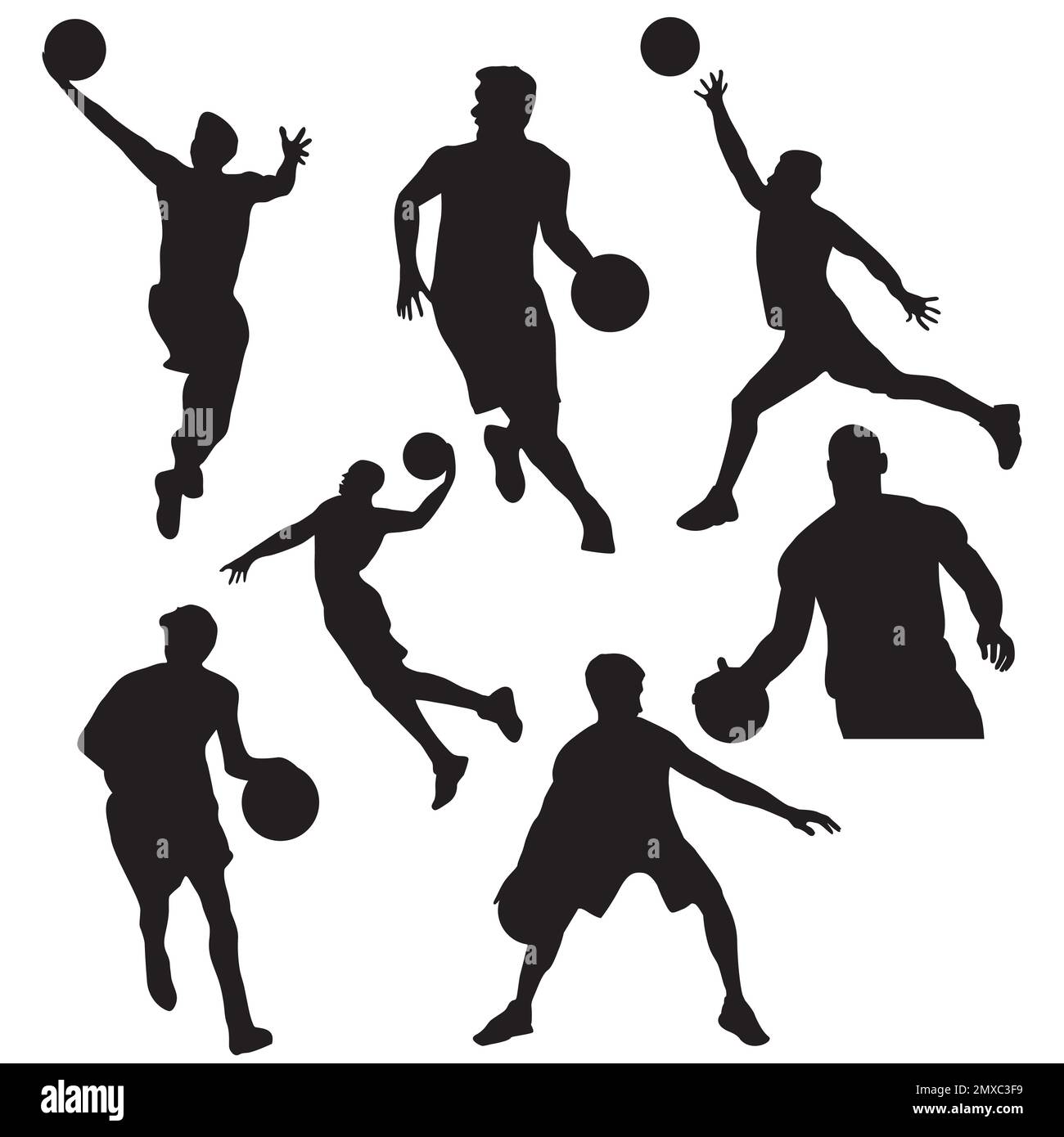 Silhouettes de joueur de basket-ball, ensemble de joueur de basket-ball Illustration de Vecteur
