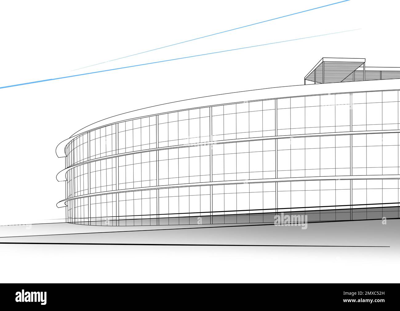 Illustration d'un bâtiment moderne sur fond blanc. Architecture urbaine Banque D'Images