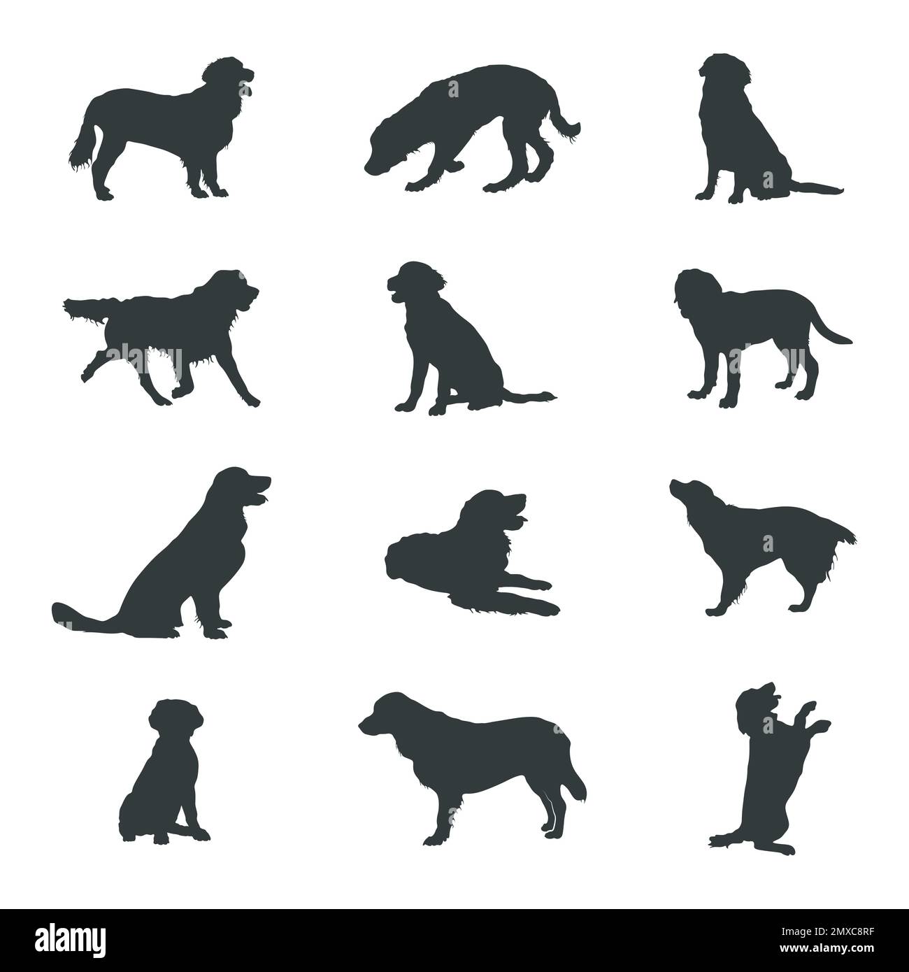 Silhouettes pour chiens Golden Retriever Illustration de Vecteur