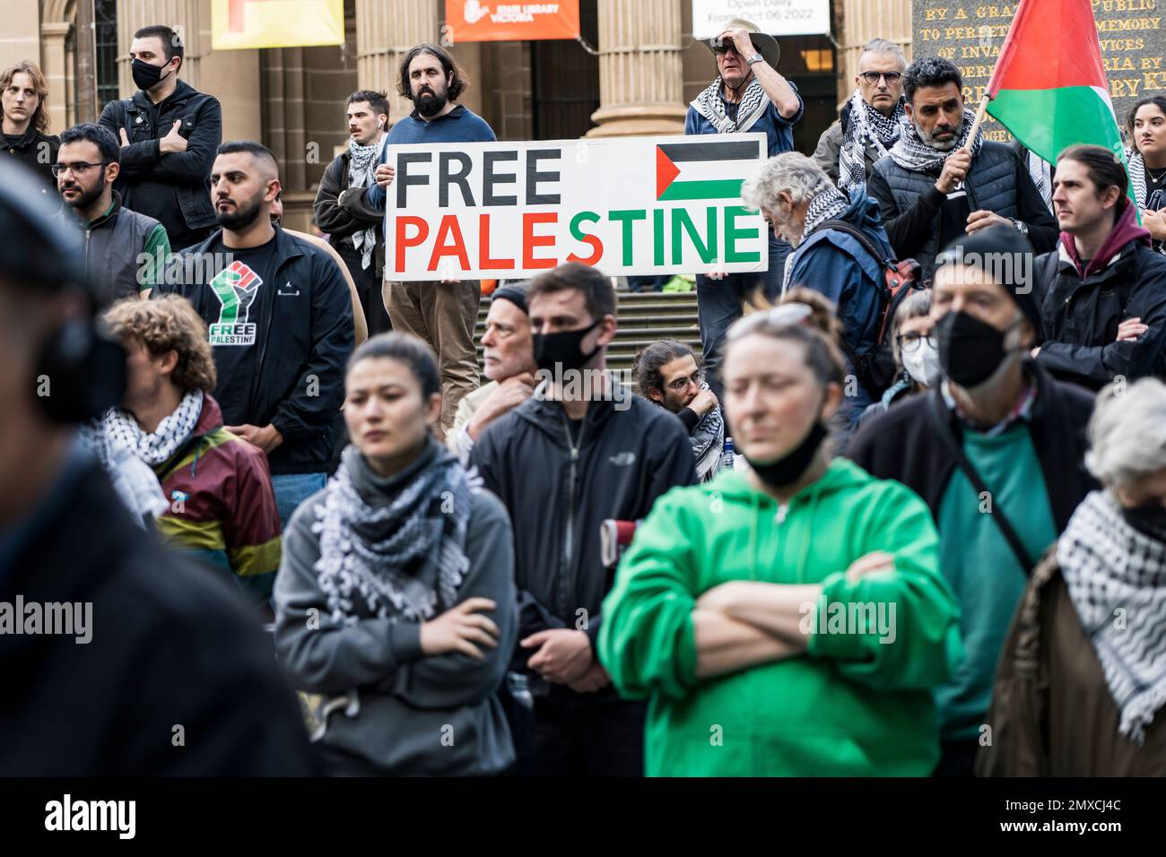 Melbourne, Australie, 3rd février 2023. Un rassemblement de solidarité avec la Palestine est organisé à la suite de l'agression renouvelée de l'État d'Israël. Matt Hrkac/Alamy Live News Banque D'Images