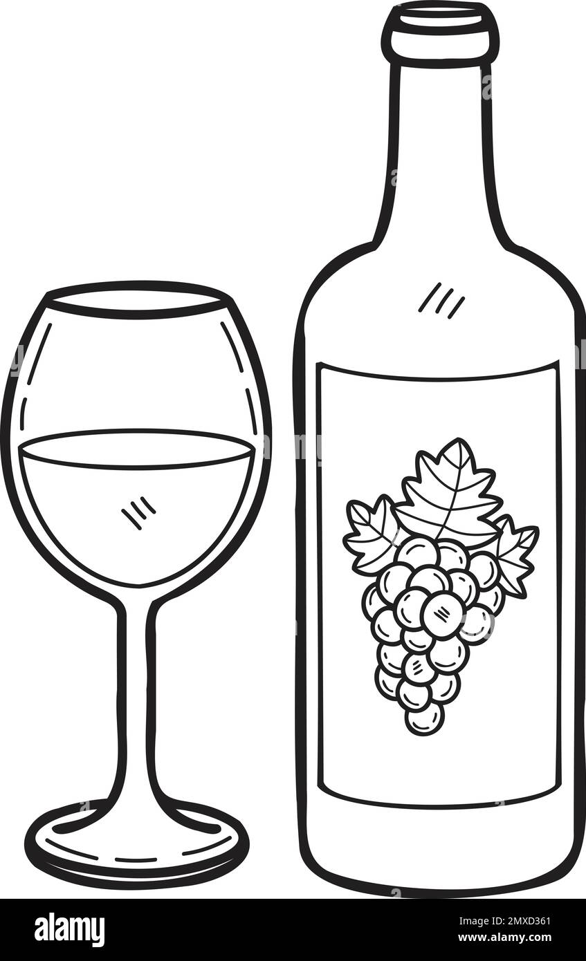Illustration du vin de raisin dessiné à la main dans un style de caniche isolé en arrière-plan Illustration de Vecteur
