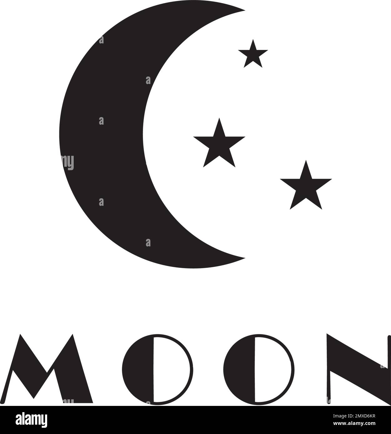 Motif de logo d'illustration représentant une étoile de lune. Illustration de Vecteur