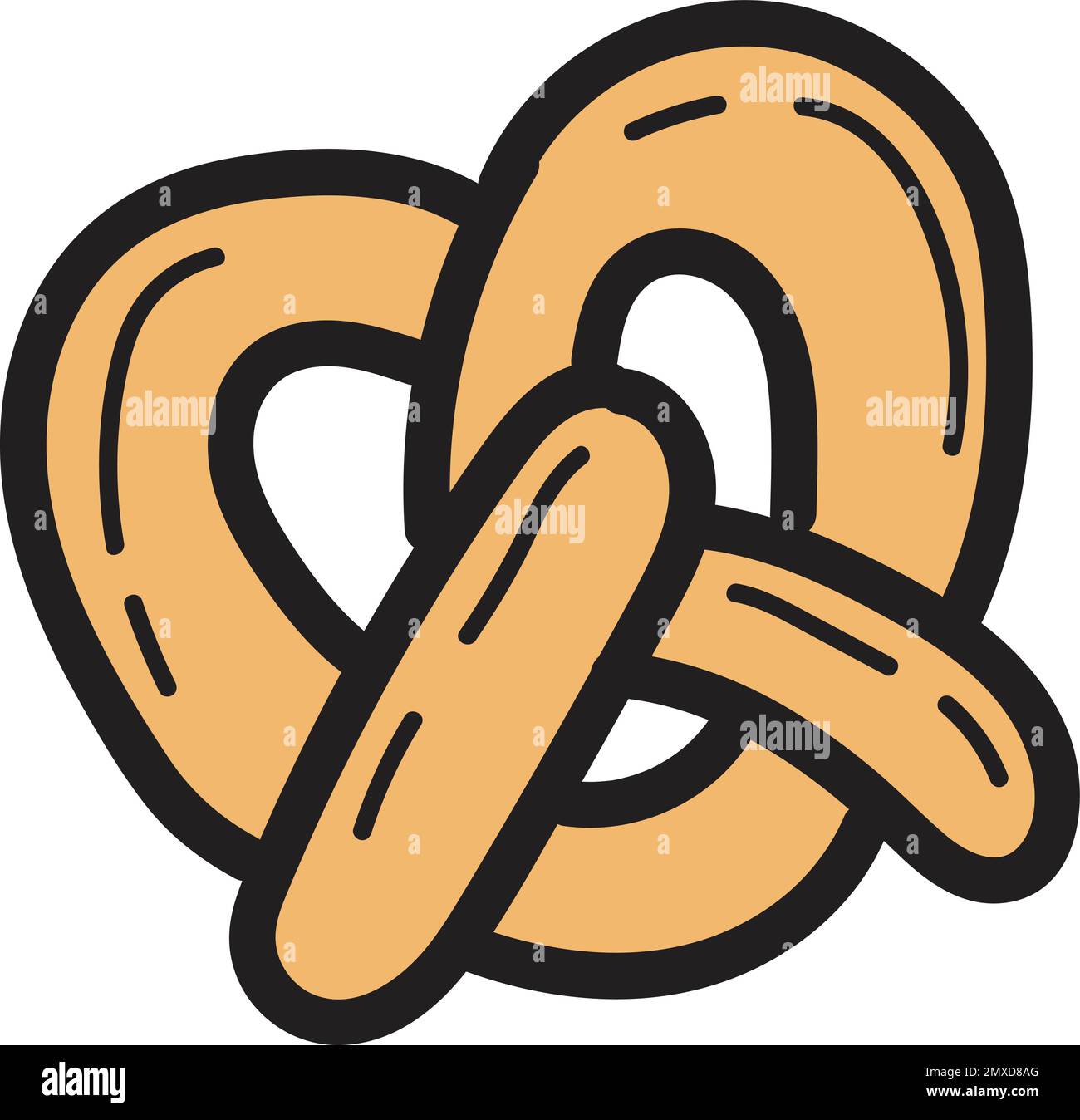 Illustration du pain bretzel dessiné à la main dans le style de la caniche isolée sur l'arrière-plan Illustration de Vecteur