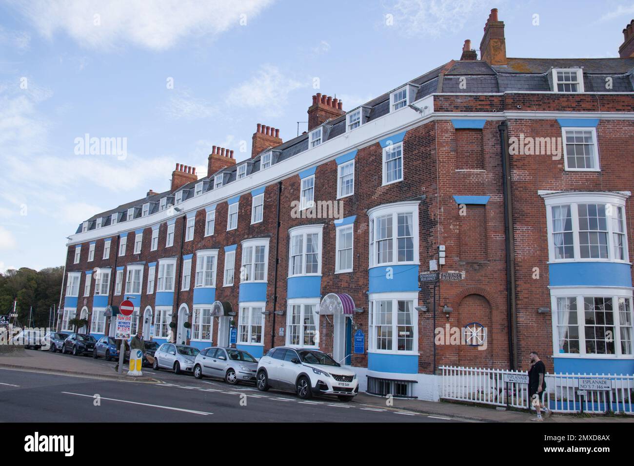 Maisons sur le front de mer à Weymouth, Dorset au Royaume-Uni Banque D'Images