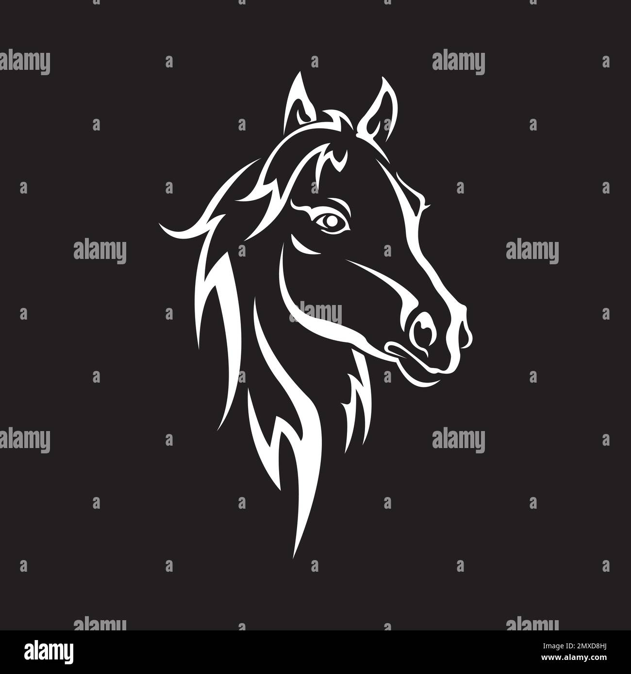 Modèle de dessin vectoriel du logo de la tête de cheval. Illustration de Vecteur