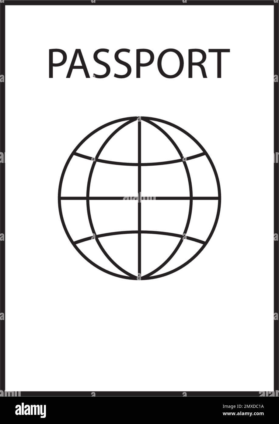 Modèle de dessin d'illustration vectorielle d'icône de passeport. Illustration de Vecteur