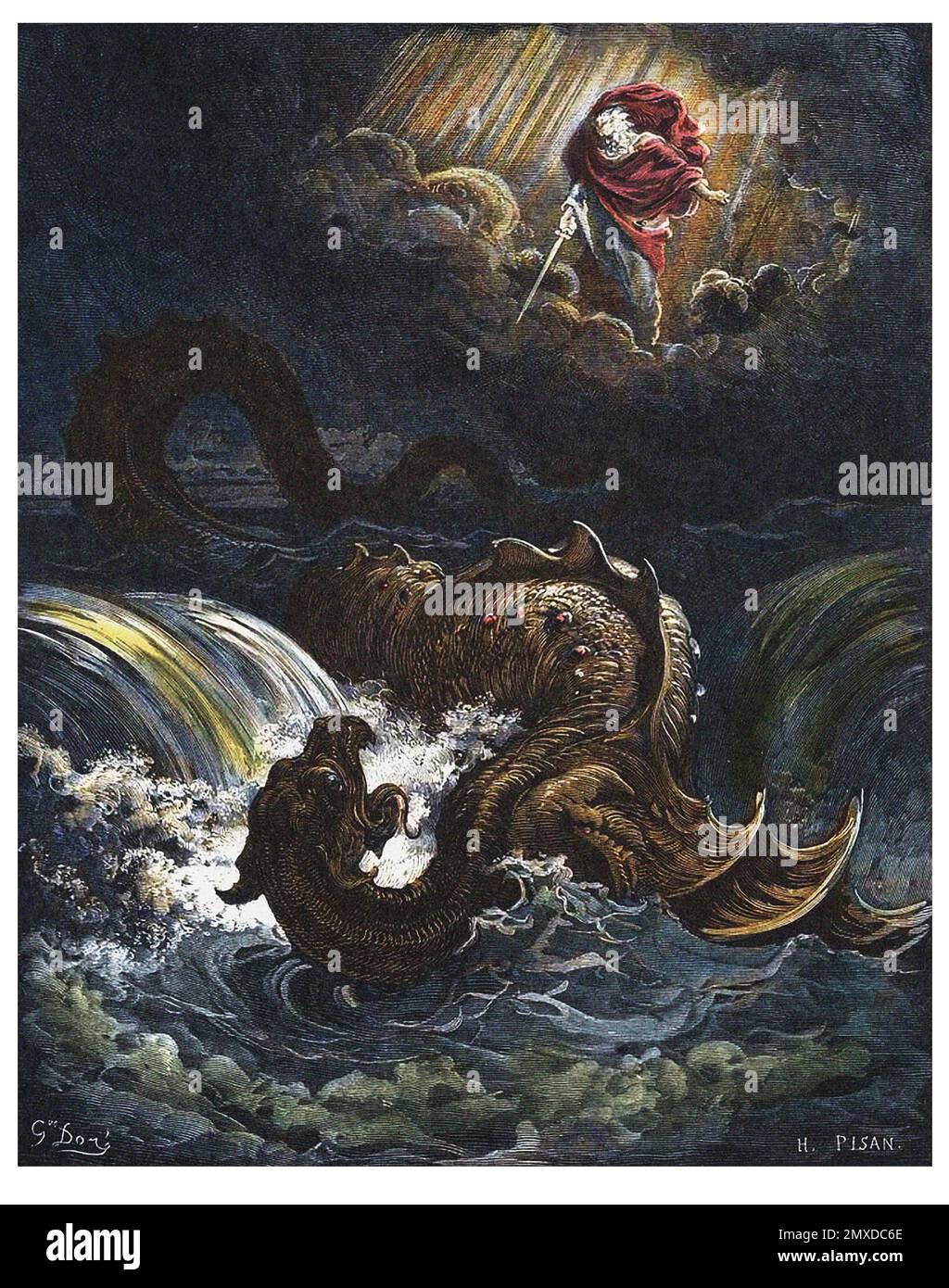 La destruction du Léviathan (d'après Gustave doré). Musée : COLLECTION PRIVÉE. Auteur: Héliodore Pisan. Banque D'Images