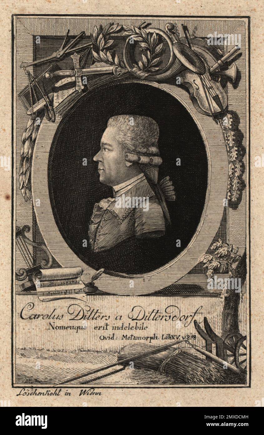 Portrait du compositeur Carl Ditters von Dittersdorf (1739-1799). Musée : COLLECTION PRIVÉE. AUTEUR: JOHANN HIERONYMUS LOESCHENKOHL. Banque D'Images