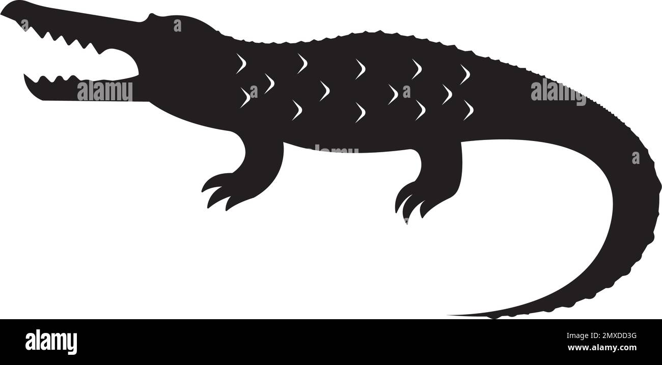 Motif icône crocodile silhouette vectorisé illustration logo. Illustration de Vecteur