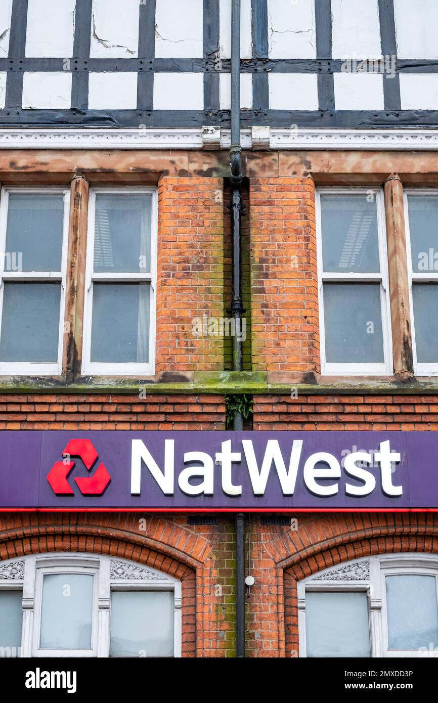 Panneau de banque NatWest sur le mur extérieur du Royaume-Uni Banque D'Images