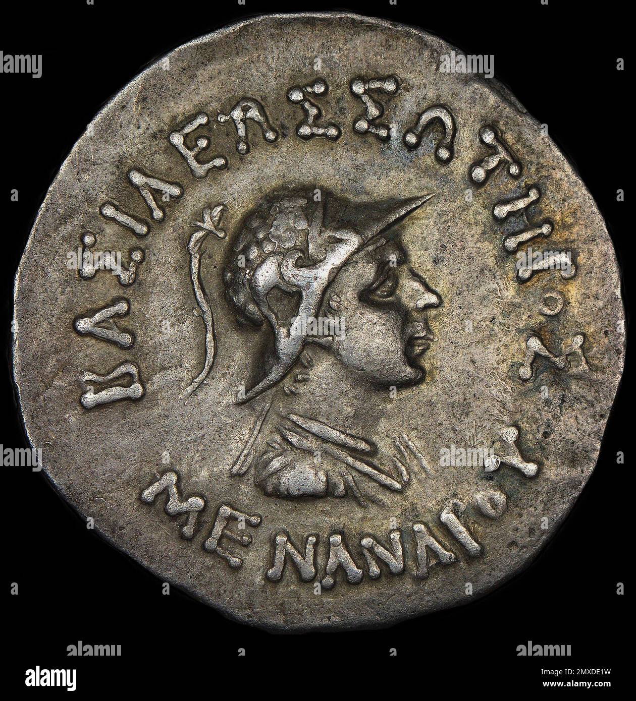 Pièce de monnaie de Menander I. Musée : COLLECTION PRIVÉE. Auteur: Pièces anciennes Numismatic. Banque D'Images