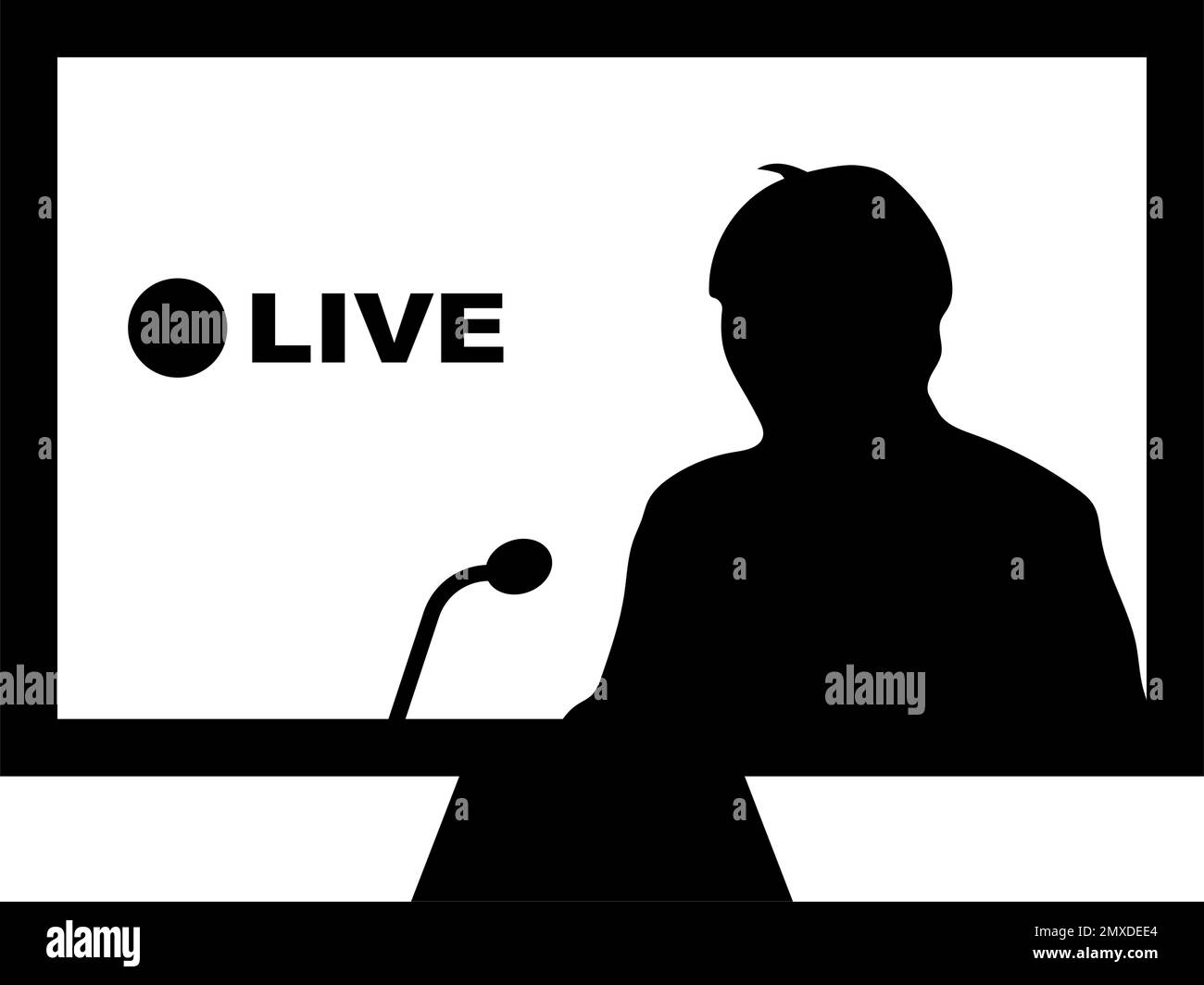 Icône de silhouette de TV en direct. Vecteur modifiable. Illustration de Vecteur