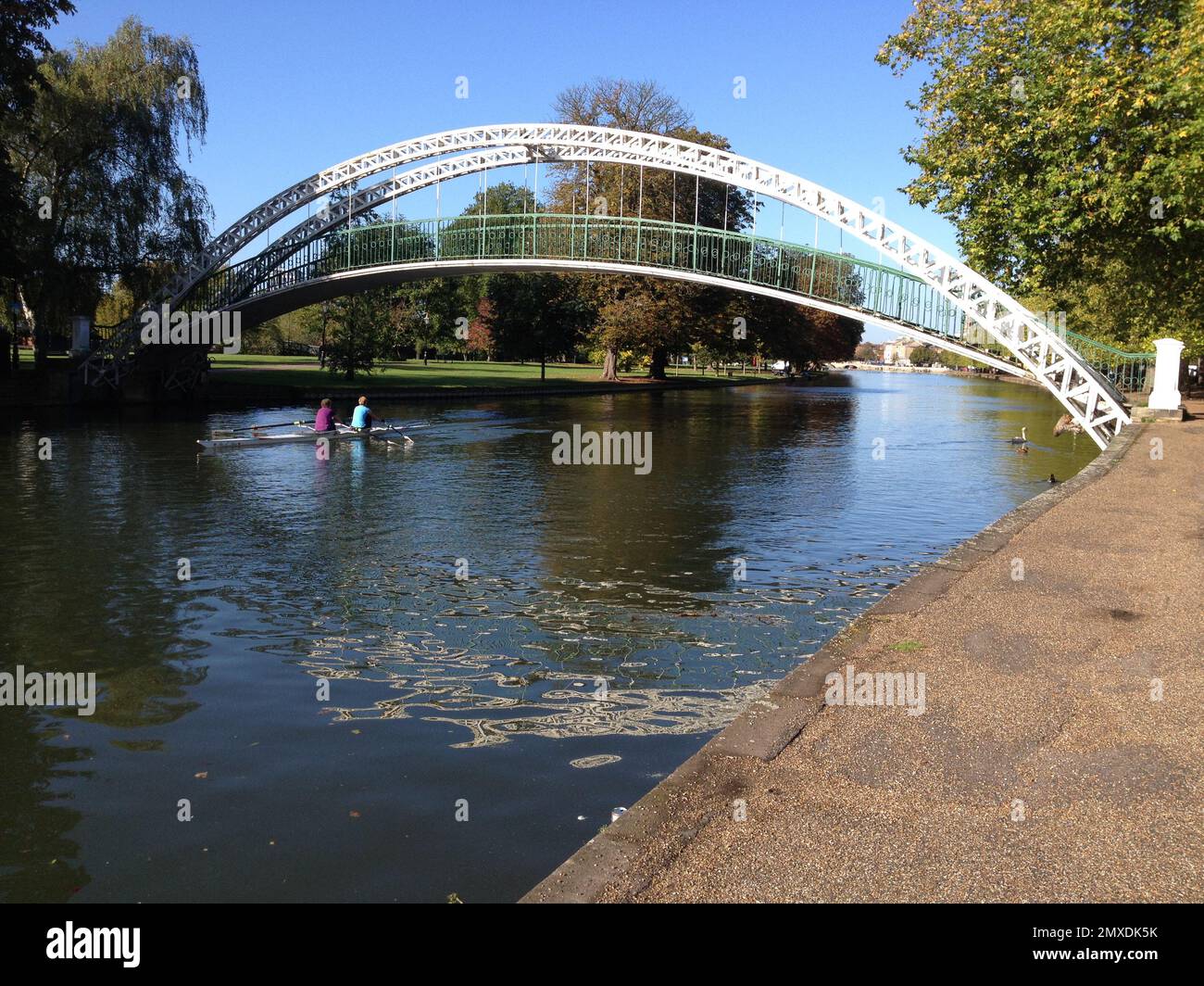 Le pont suspendu sur la rivière Great Ouse à Bedford, au Royaume-Uni. Banque D'Images