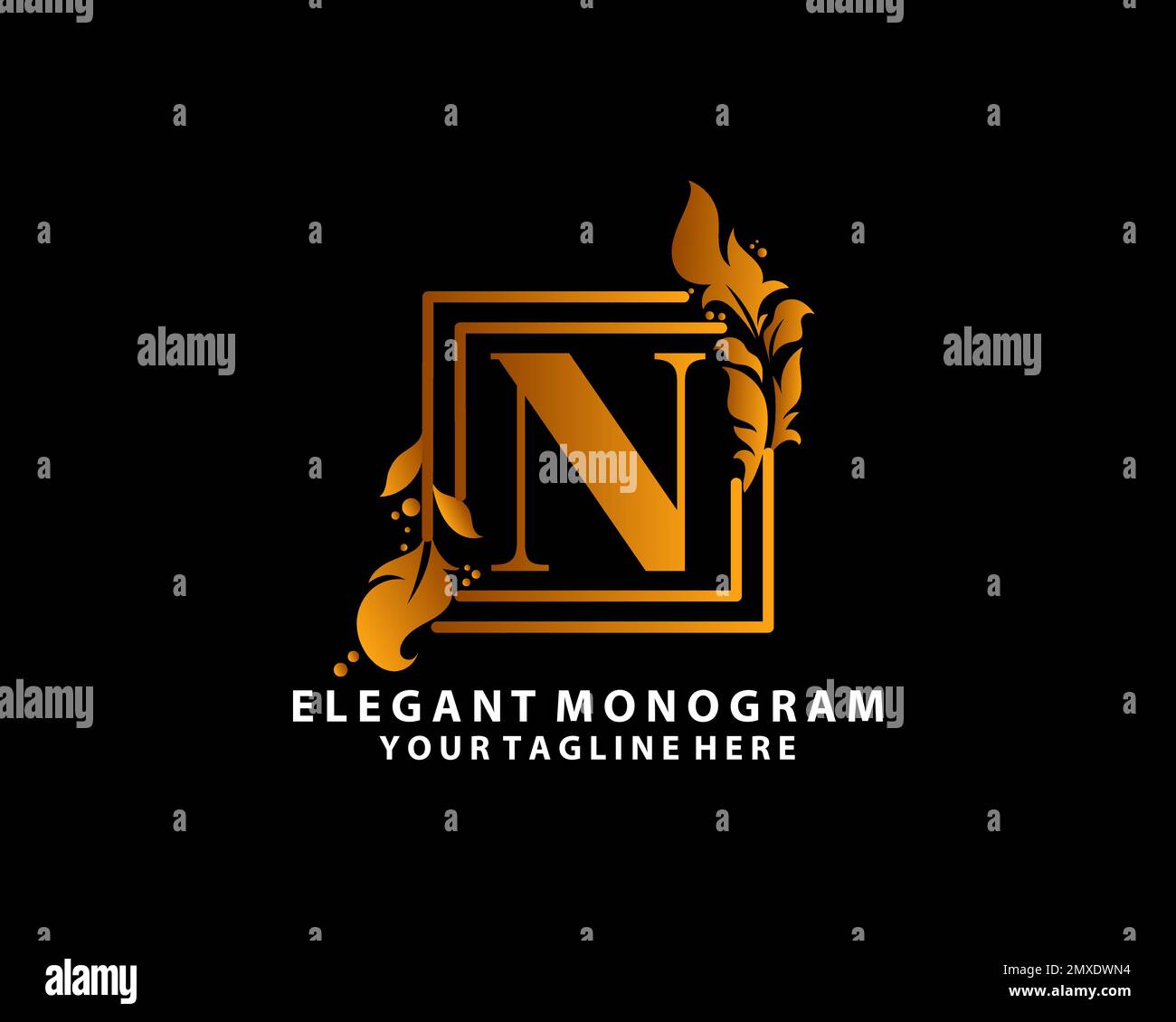 Logo lettre N floral. logo pour femmes salon de beauté massage marque cosmétique ou spa Illustration de Vecteur