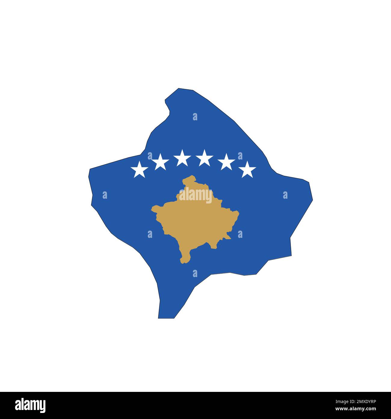 Drapeau national du Kosovo en forme de carte de pays Illustration de Vecteur