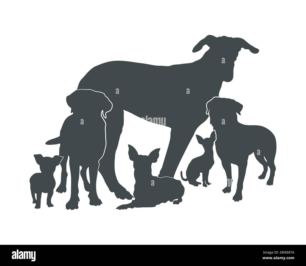 Silhouettes pour chiens, groupe de silhouettes pour chiens Illustration de Vecteur