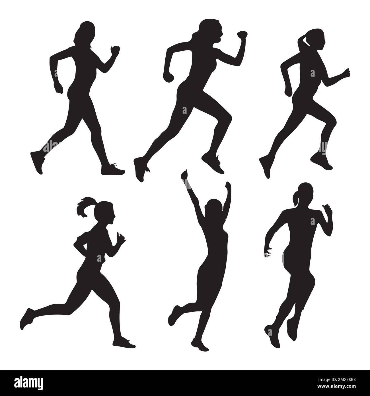 Ensemble de silhouette de femme de course à pied Illustration de Vecteur