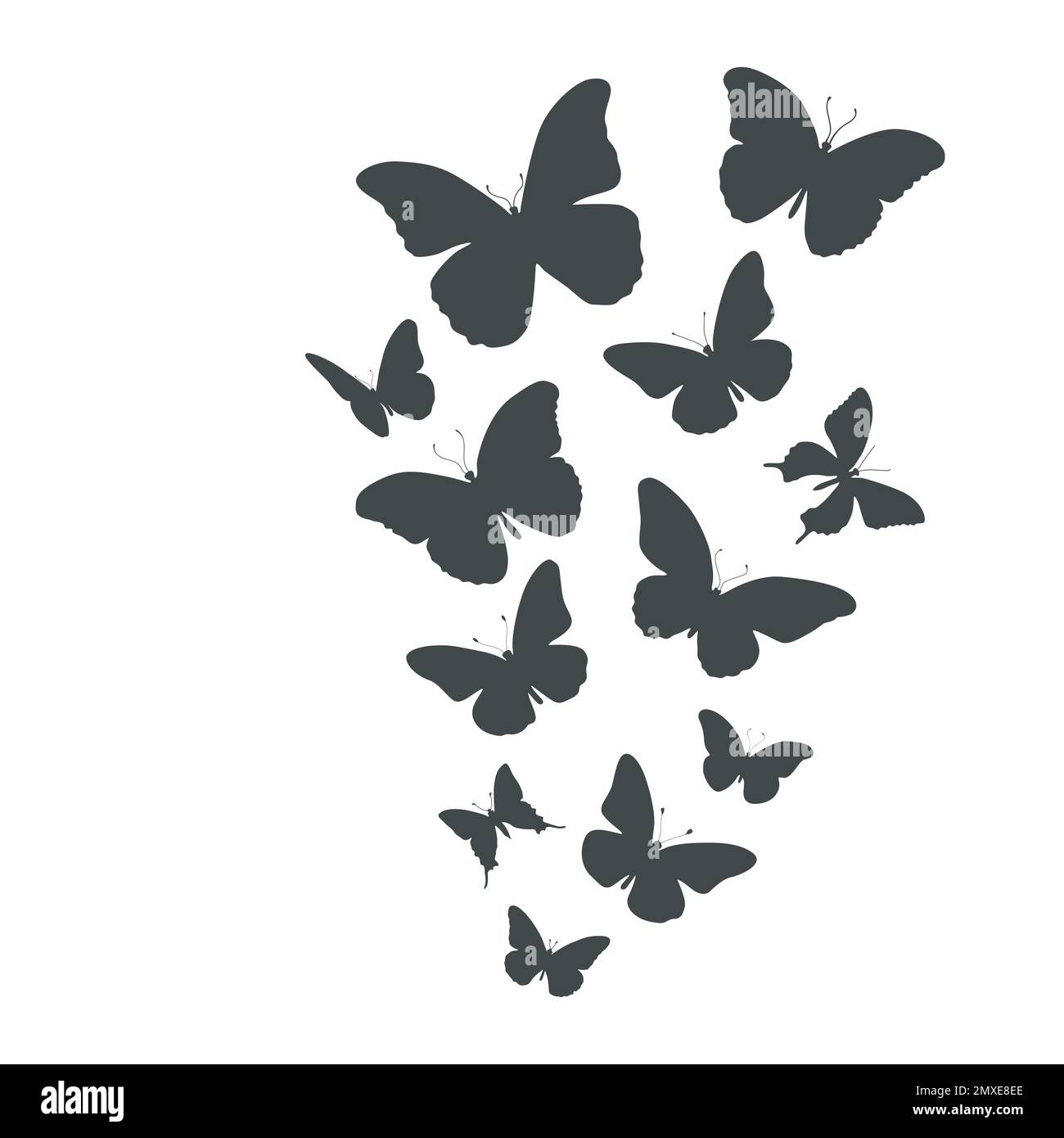 Silhouettes papillons volantes, ensemble de silhouettes papillons Illustration de Vecteur