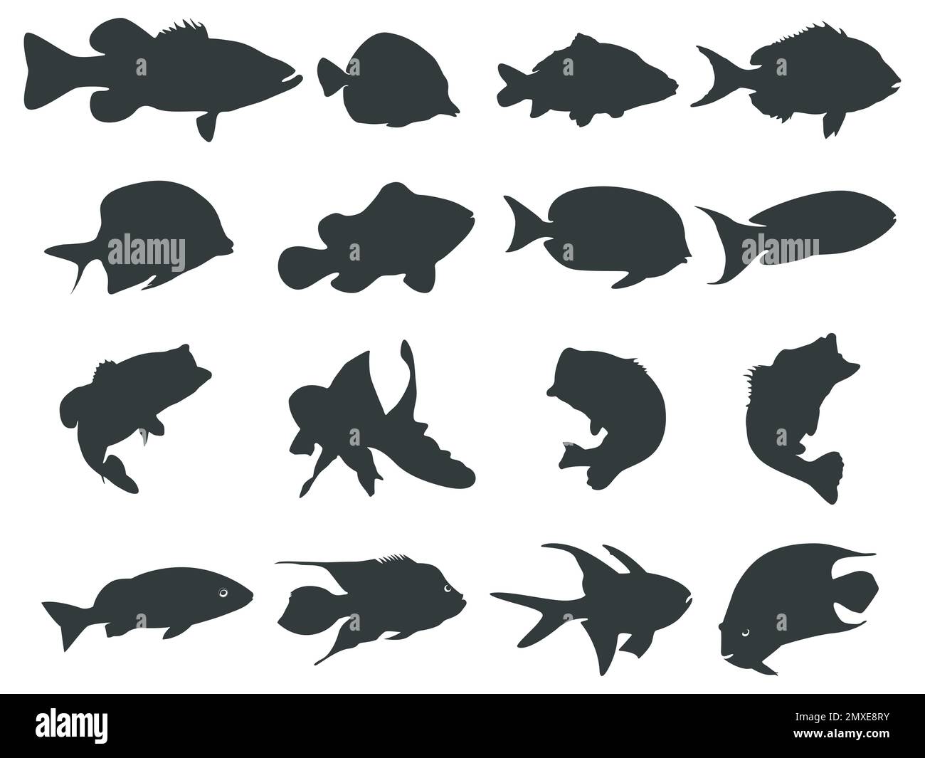 Collection silhouettes de poisson, silhouettes de poisson Illustration de Vecteur