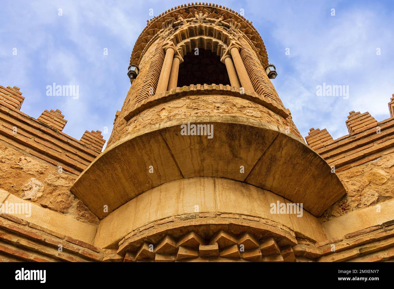Fragment de Castillo de Colomares, château et monument dédié à Christophe Colomb. Benalmádena, Costa del sol, Malaga, Andalousie, Espagne. Banque D'Images