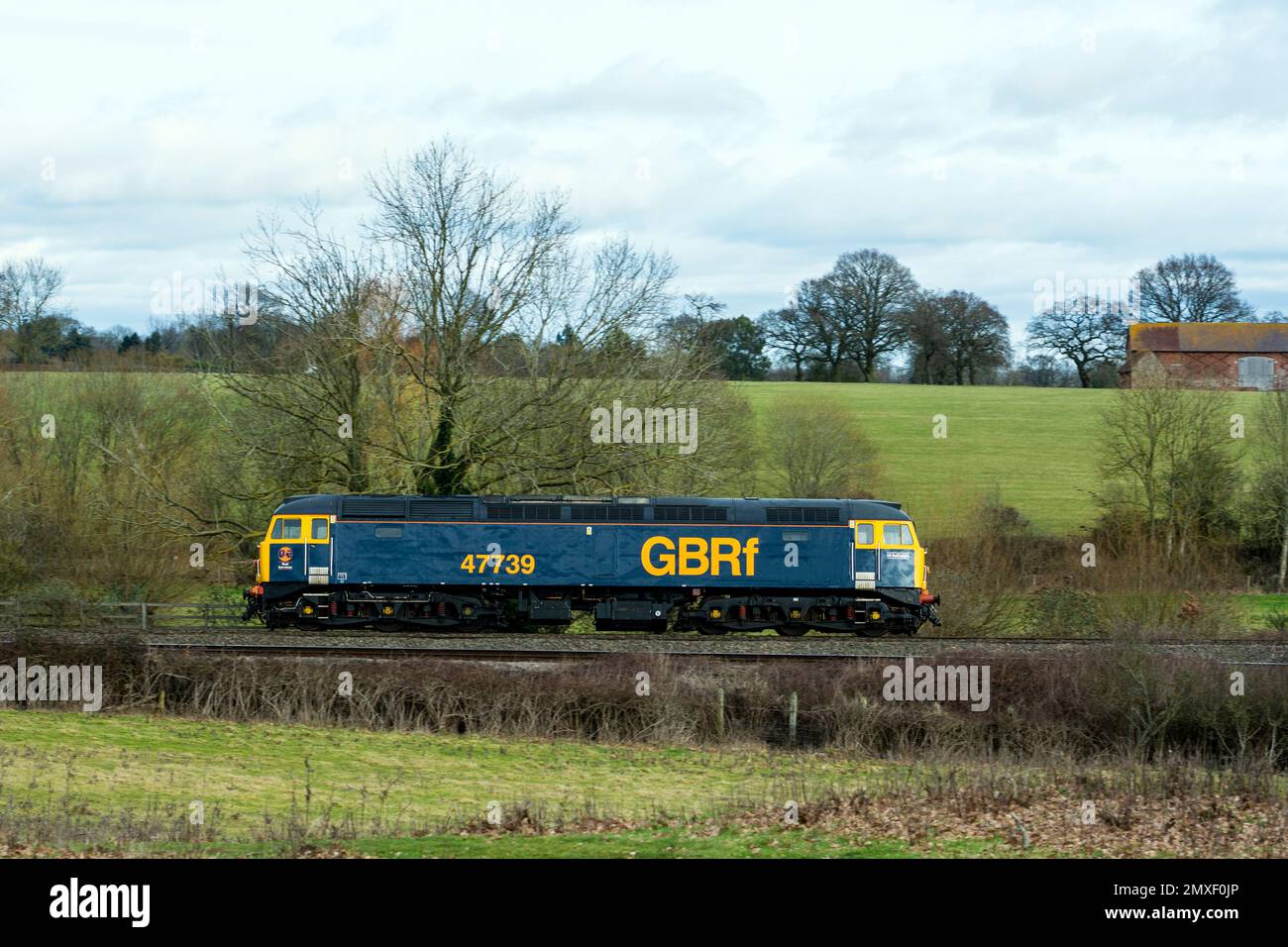Locomotive diesel GBRf classe 47 N° 47739, moteur léger de transport, Hatton North Junction, Warwickshire, Royaume-Uni Banque D'Images