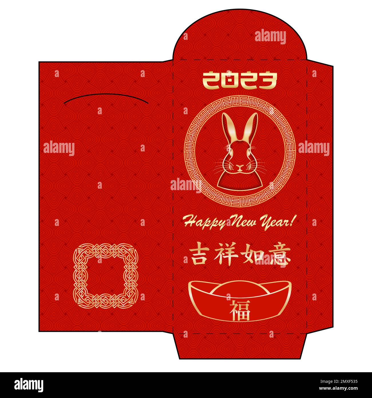 Enveloppes rouges chinoises 2023 année du lapin dessin animé 3D