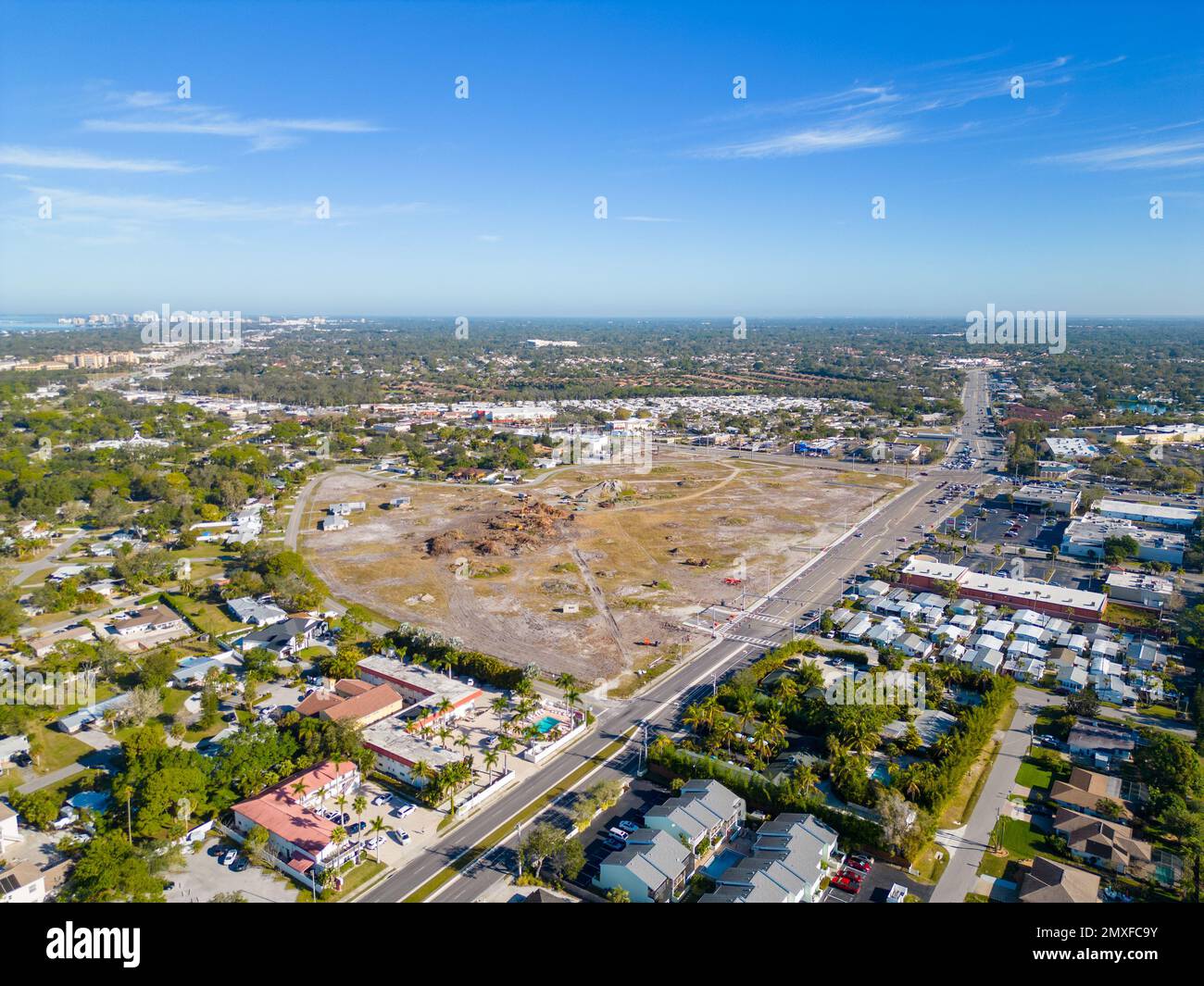 Site de construction de photos aériennes Sarasota Beach FL Banque D'Images