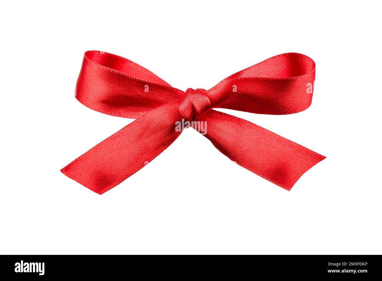 Ruban rouge avec noeud sur fond transparent, image PNG. Banque D'Images