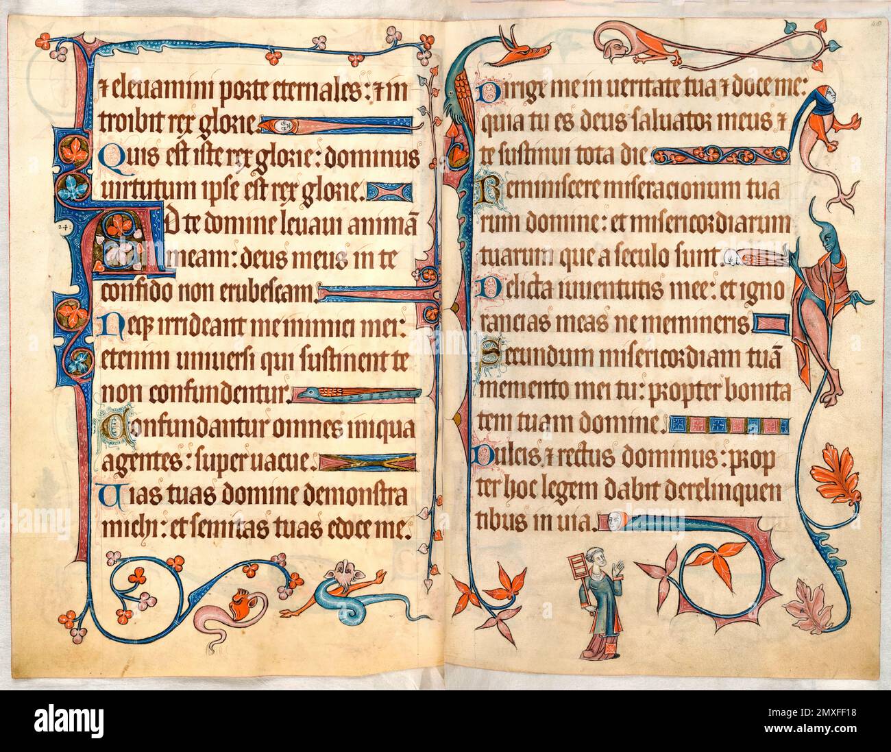 Luttrell Psalter. Exemples de pages du Luttrell Psalter, 14th Century illuminé, vers 1320-40 Banque D'Images