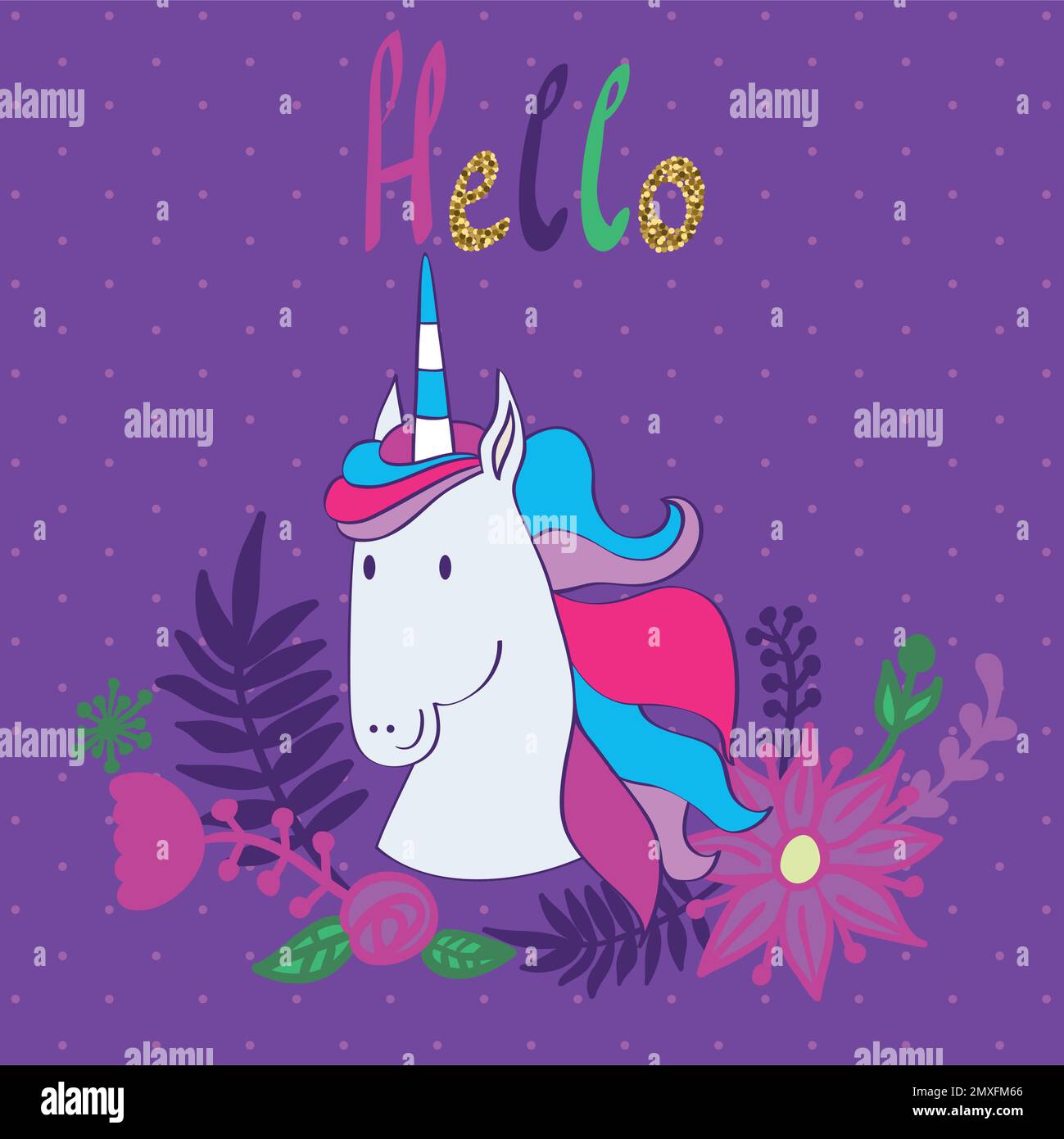 Magic unicorn mignon Illustration de Vecteur
