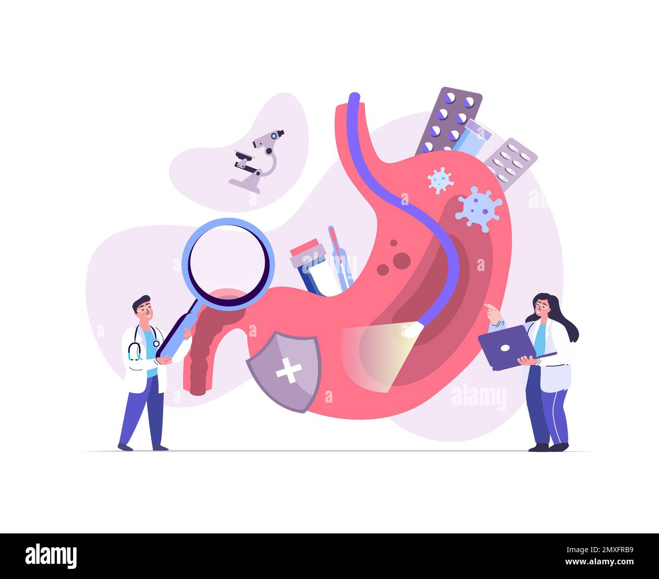 Médecin gastro-entérologue professionnel recherche.chirurgien traitant mal d'estomac.Guts douleur diagnostic des symptômes consultation. Hôpital médical.médical dans Banque D'Images