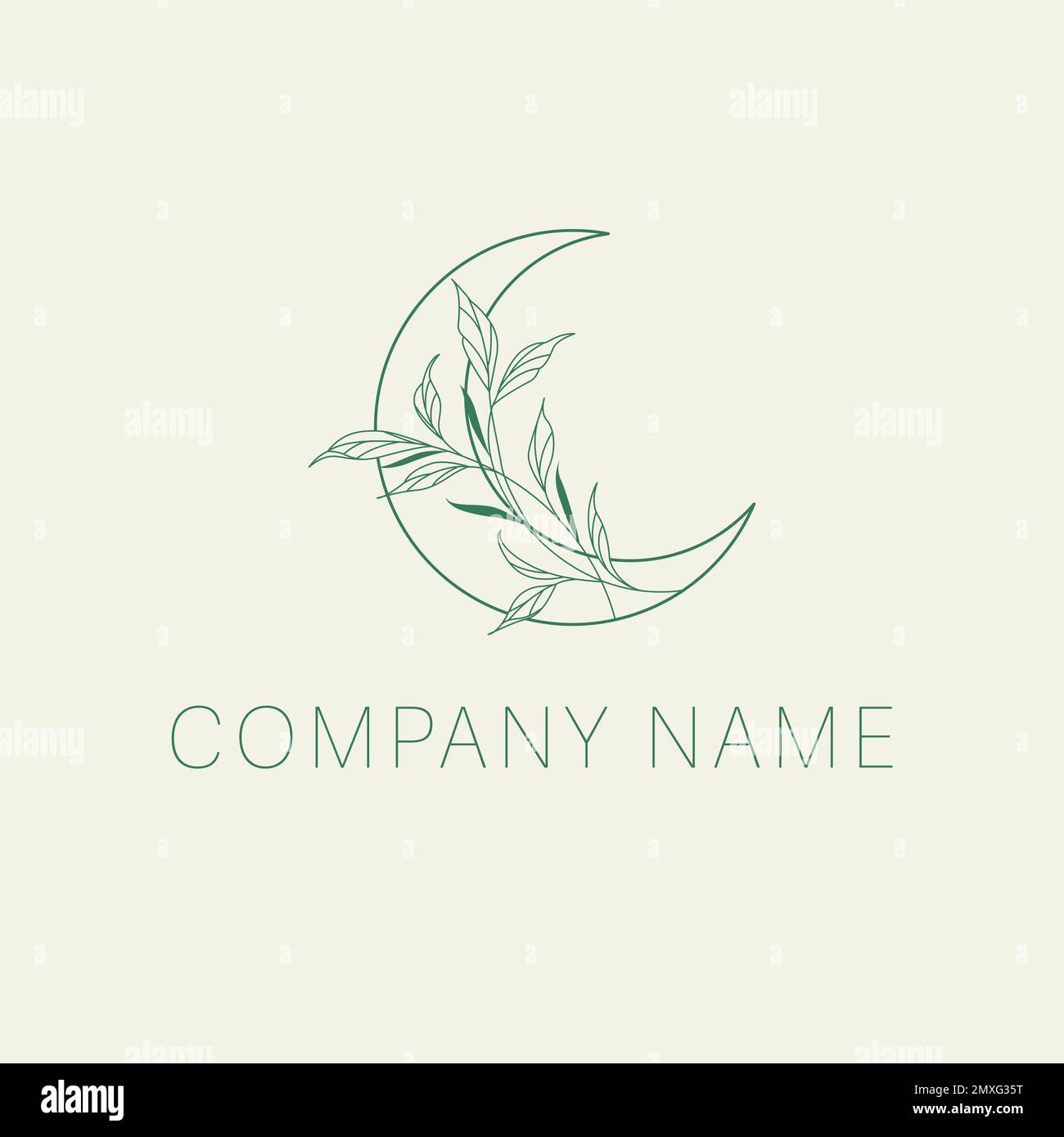 Logo Crescent and Leaves Illustration de Vecteur