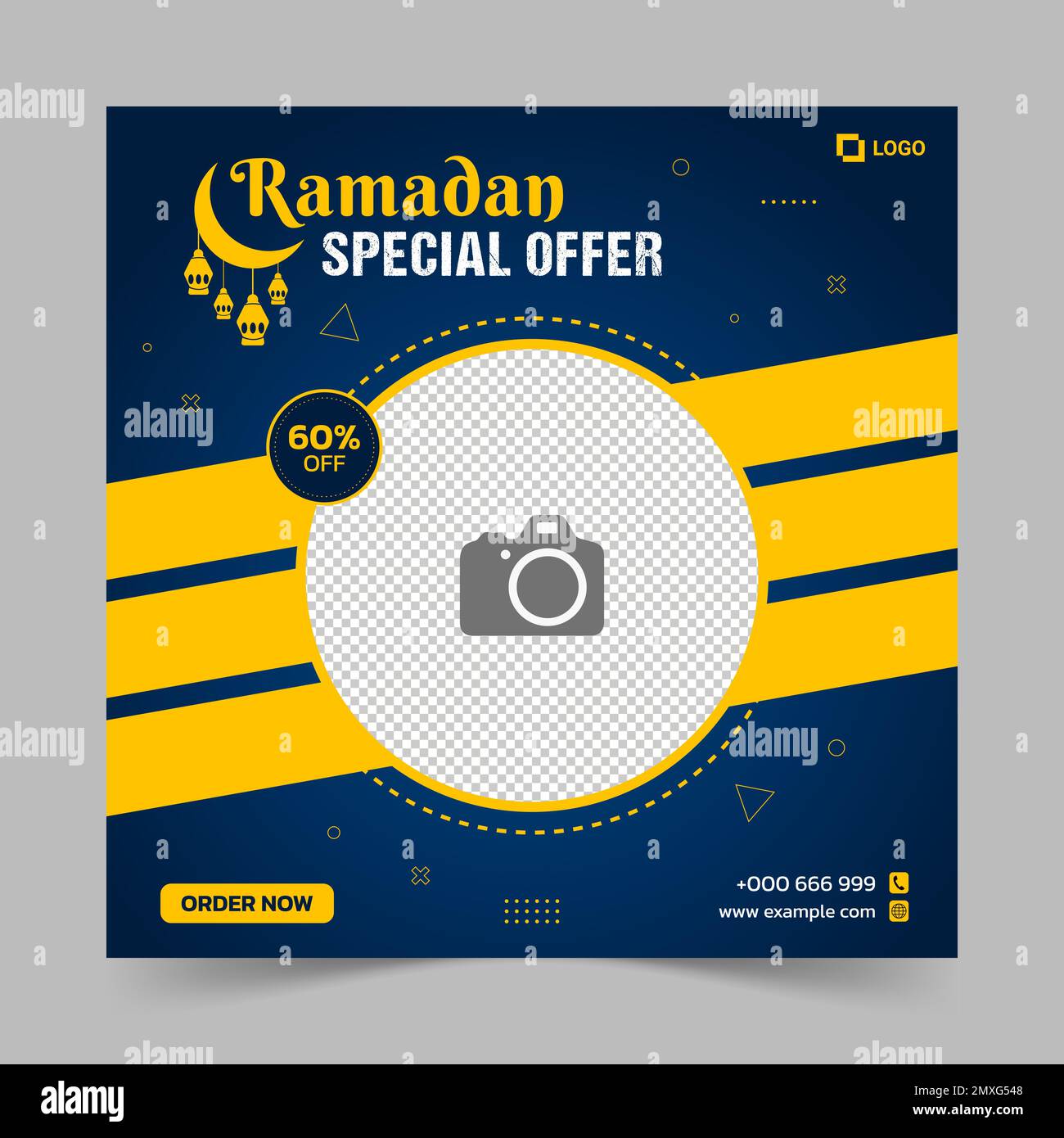 Restaurant avec menu de restauration. Fond de Ramadan kareem avec décoration lanterne pour les modèles de post sur les médias sociaux Illustration de Vecteur