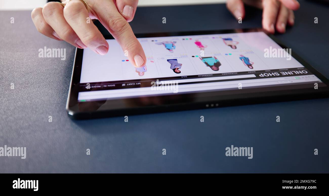 Boutique en ligne du site Web d'Ecommerce Shopping sur tablette Banque D'Images