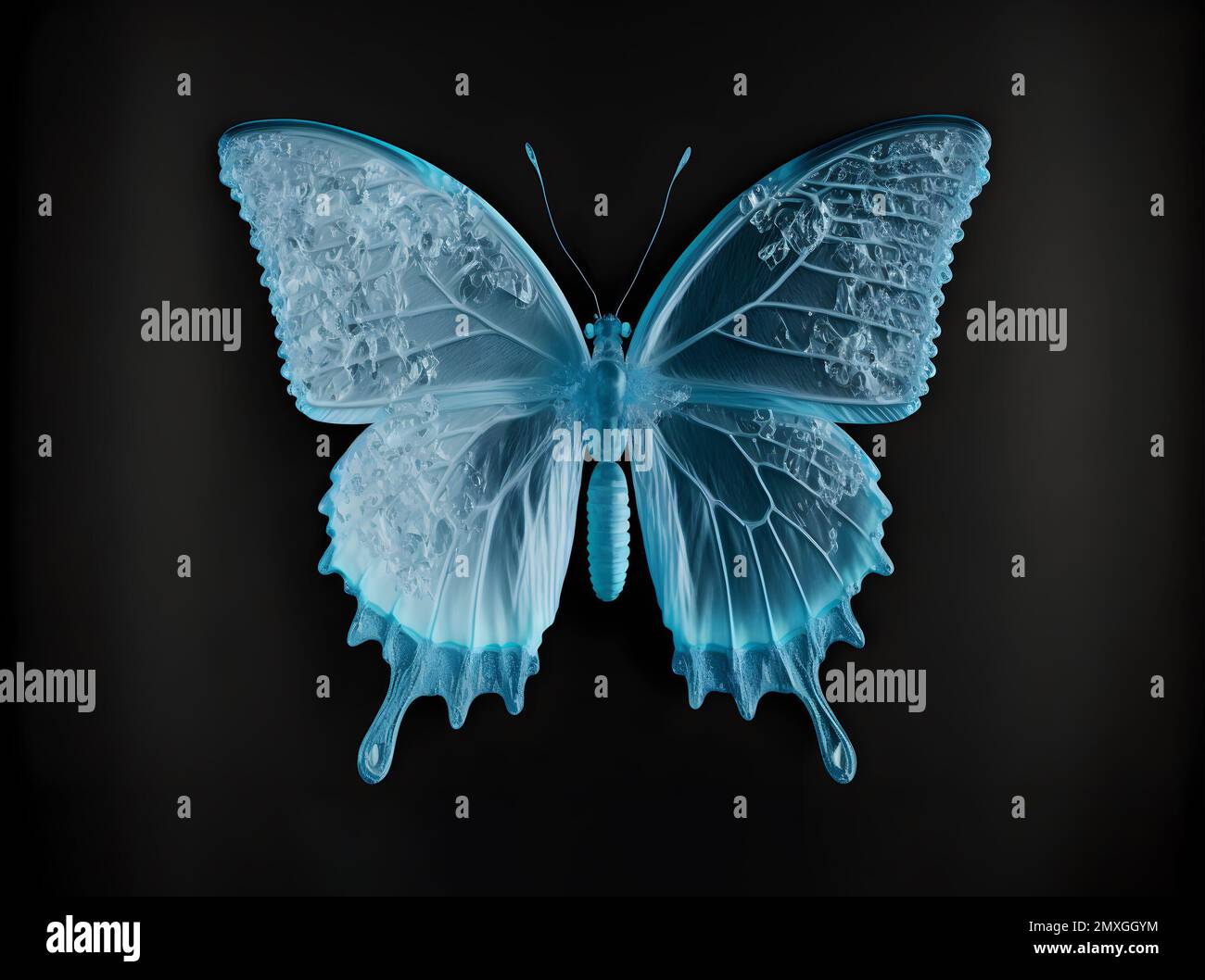 Beau papillon congelé isolé sur noir Photo Stock - Alamy